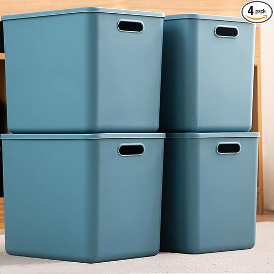 Plastic Storage Bins with lids, Storage Baskets, Container with handle by GUMEIGODA