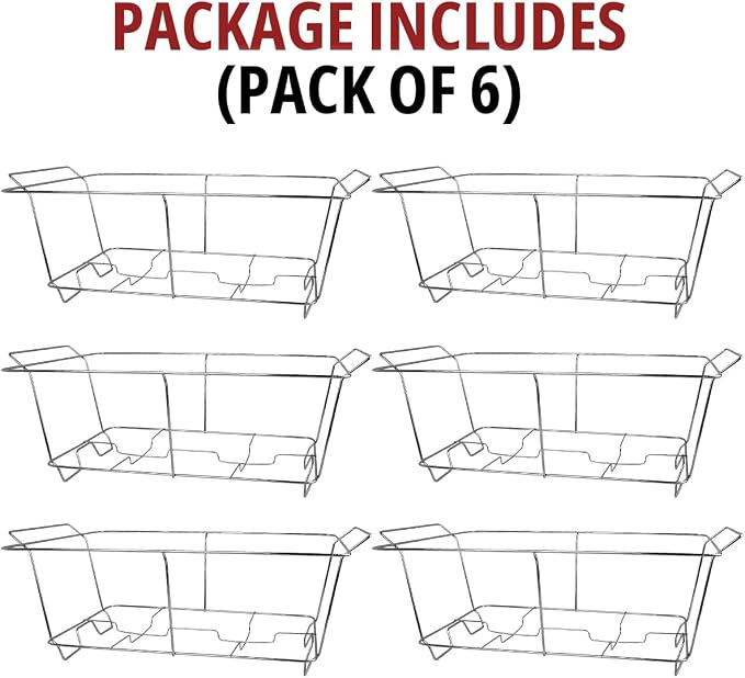 COMFICOVE 6 Pack Chafing Wire Rack Buffet Stand Chrome Frame - Image 6