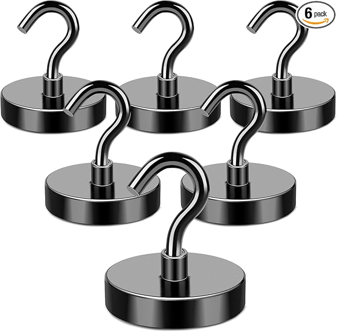 MIKEDE Magnetic Hooks Heavy Duty, 150LB+ Strong Black Magnets Hooks by MIKEDE