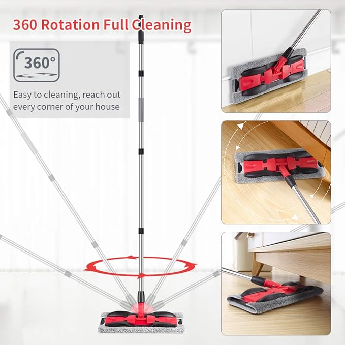 MEXERRIS Microfiber Mops for Hardwood Laminate Tile Floor Cleaning: Stainless - Image 2