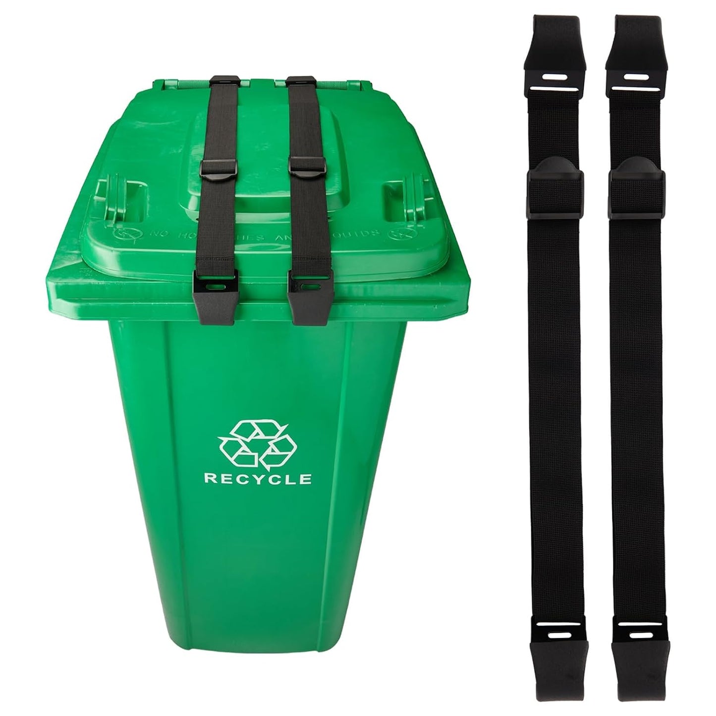 2PCS Bear Proof Trash Can Lock with Double Metal Claw - Heavy Duty Garbage Can Locks for Animals - Adjustable Strap Lid Lock for 32-96 Gallon Outdoor Cans - Secure Against Raccoons & Squirrels