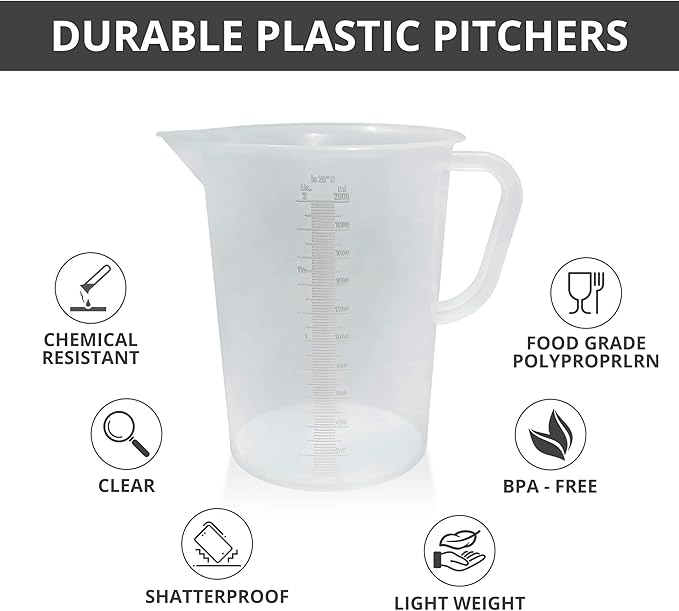 Appletofu Plastic Graduated Measuring and Mixing Pitcher - 2000ml Plastic - Image 5