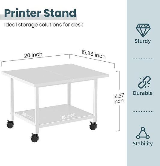 Printer Stand with Storage Under Desk Shelf, Desktop Printer Stand Organizer - Image 2