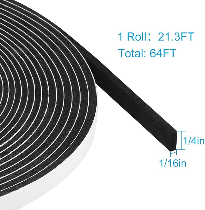 Seal Foam Tape, 1/4 Inch W x 1/16 Inch T Weather Stripping - Image 2