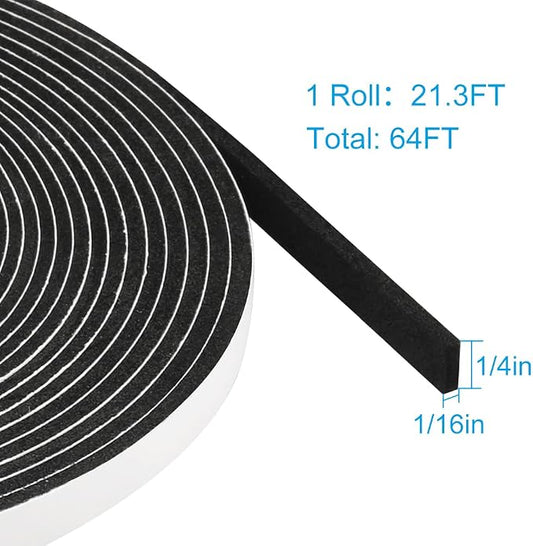 Seal Foam Tape, 1/4 Inch W x 1/16 Inch T Weather Stripping - Image 2