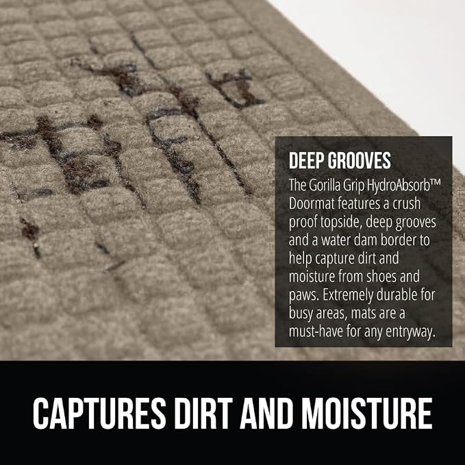 GORILLA GRIP Front Door Mat, Indoor Outdoor Ultra Absorbent HydroAbsorb Doormat - Image 4