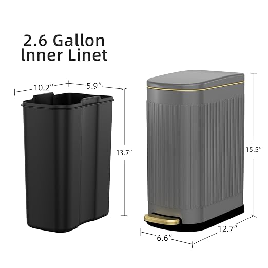 KUK Slim Bathroom Trash Can - Image 6