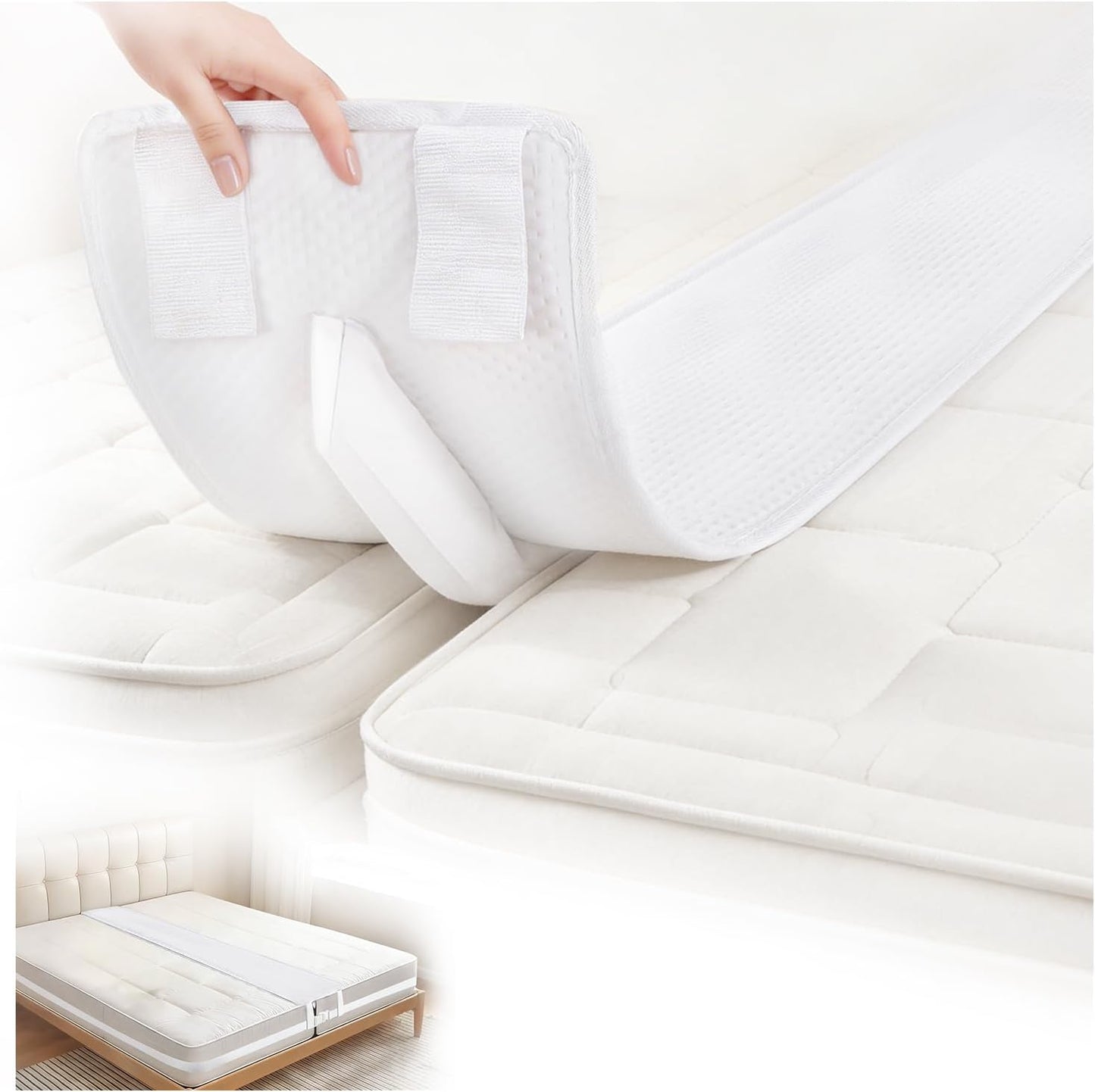10" Wide Bed Bridge Twin to King, Split King Gap Filler for Adjustable Bed, High Density Foam Bed Gap Filler, Heavy Duty Strap, Ideal for Family Guest Room Hotel Vacation Use