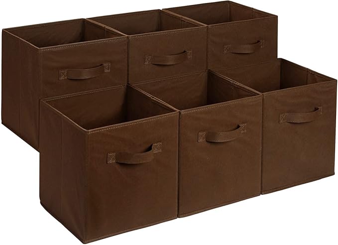 Amazon Basics Cube Organizer Storage Bins Handles, Collapsible Fabric by AmazonBasics