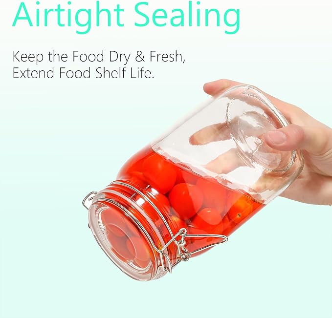 Clear Food Storage Jars 50oz Square, Airtight Glass Canister - Image 6