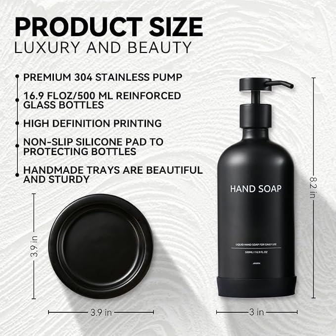 Glass Soap Dispenser Set by Janxin, Bathroom Soap Dispenser Set - Image 2