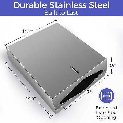 Paper Towel Dispenser Wall Mount, Brushed Stainless Steel Commercial Paper - Image 5