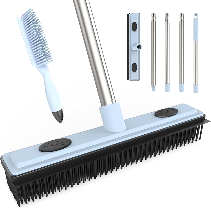 Rubber Broom Carpet Rake for Pet Hair Removal, Fur Remover Broom by Unknown