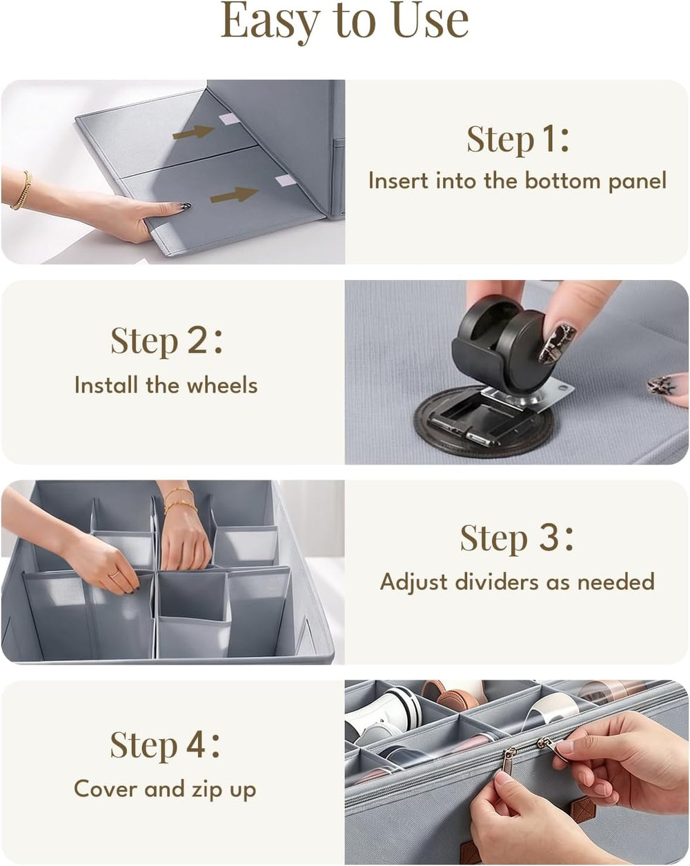 Shoe Organizer for Closet with Wheels - 2 Pack Shoe Storage Box Bin Cubes