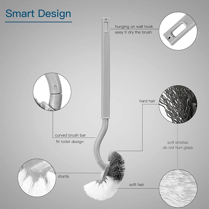 2Pcs Toilet Brush, Slim Compact Bathroom Toilet Scrubber No Dead Corners - Image 5