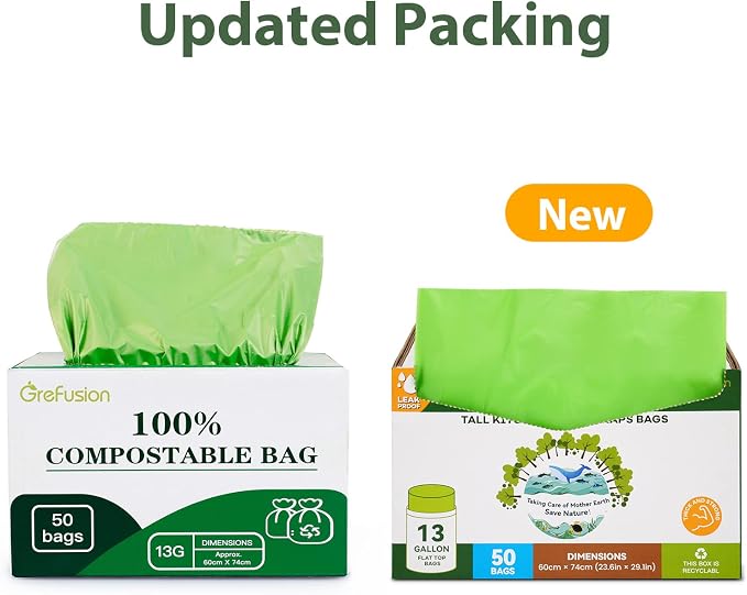 Compostable Bags, Trash bags 13+ gallon tall kitchen, Compostable Trash Lawn & - Image 2