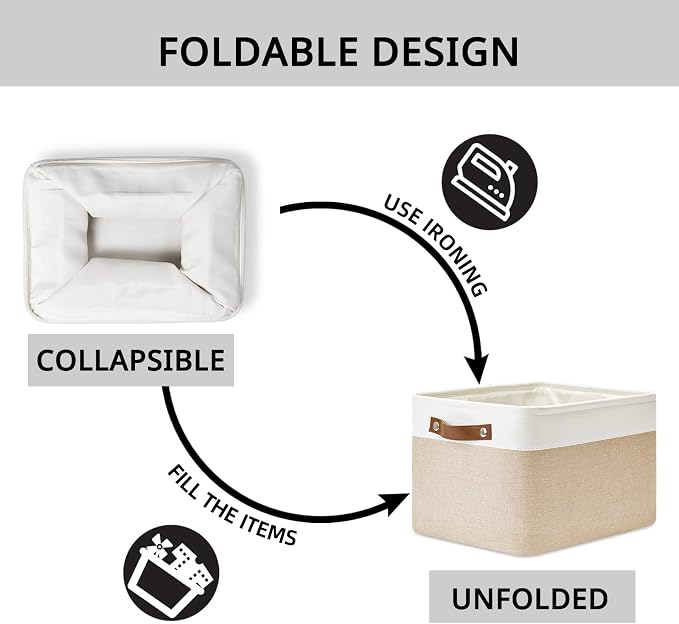DULLEMELO Fabric Storage Bins for Laundry, Foldable Storage Baskets for Shelves - Image 5