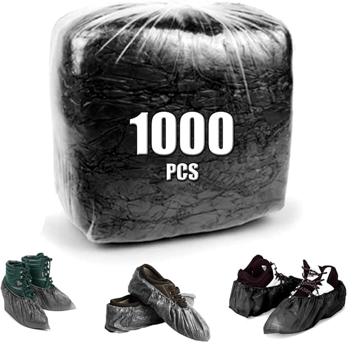 Black shoe covers Disposable 1000 PCS Premium Waterproof and Recyclable Boot by Horlon