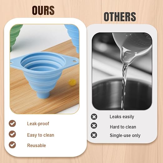 Kitchen Funnel Set, 2025 New Silicone Collapsible Funnel, Portable Bottle - Image 3