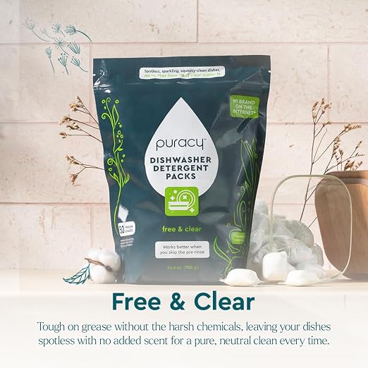 Puracy Dishwasher Pods, Natural Dishwasher Detergent, Free & Clear Dish tabs - Image 6