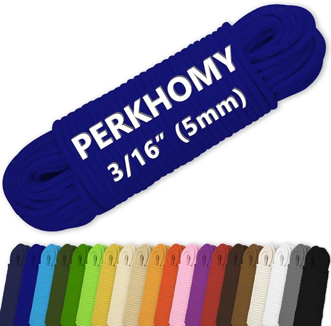 PerkHomy Cotton Rope 3/16" 100 ft Multi Purpose Utility Diamond Braided Cord by PerkHomy