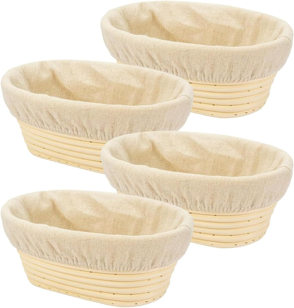 4PACK 8 inch Oval Bread Proofing Basket Banneton Bread Dough Proofing Rising ...