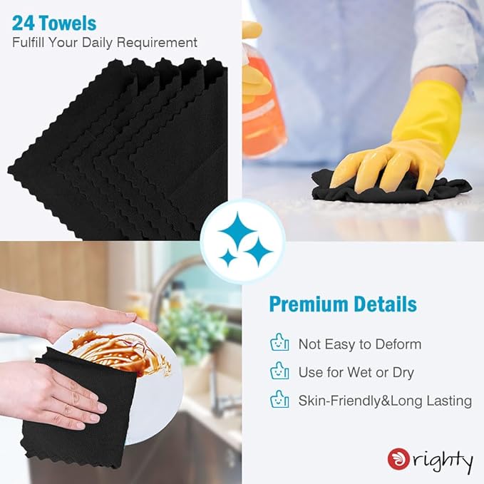 Orighty Cleaning Cloths 12x12 inch, Highly Absorbent Microfiber Cleaning - Image 5