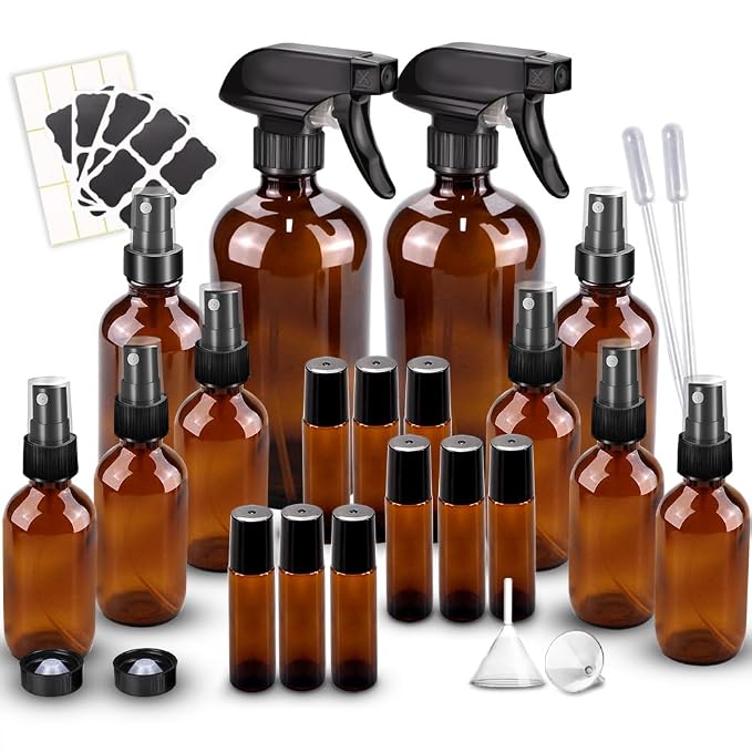 Glass Spray Bottle Kit×10, 9×10ml Roller Bottles, Anti UV, Suitable by Unknown