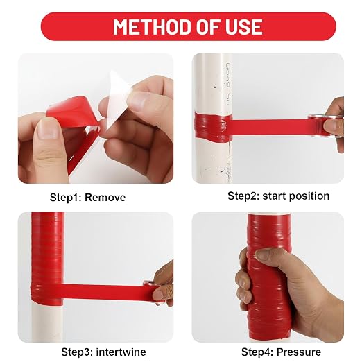 Self Fusing Silicone Tape 2 Rolls 1 in x 10' Red Waterproof Rescue Tape Rubber - Image 3