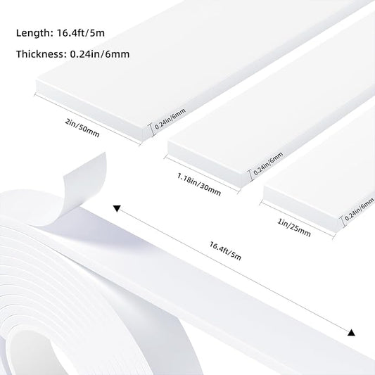 Weather Stripping Door Seal White, Self Adhesive Foam Tape, Window Insulation - Image 2