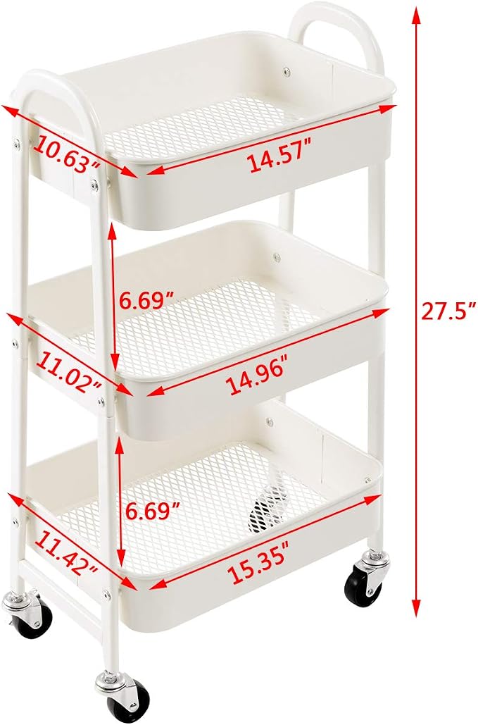 AGTEK Makeup Cart, Movable Rolling Organizer Cart - Image 3