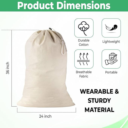 Large Cotton Laundry Bags 24x36 Inch - Image 2