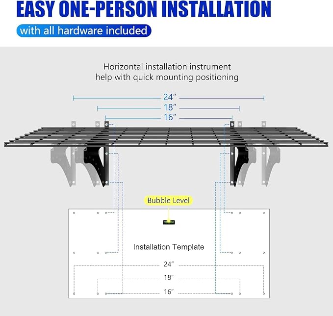 4Pack 2x6ft Garage Shelving Wall Mounted, 2400 Lbs Heavy Duty Garage Wall - Image 7