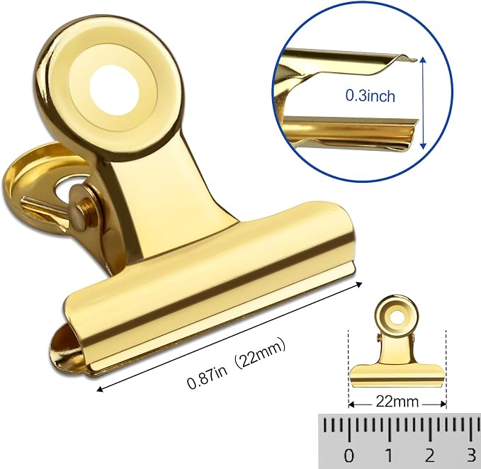 30 Pack Small Bull Clips 0.87 Inch Mini Metal Hinge Clips Binder Paper Hinge - Image 2