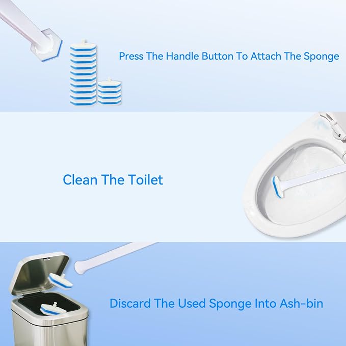 Aimery 100 Counts Blue Disposable Toilet Bowl Cleaning Wand Refills Compatible - Image 10