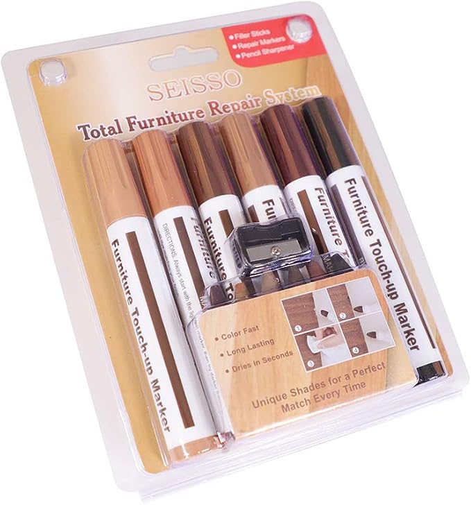 Furniture Repair kit, Wood Scratch Cover Markers*6 and Wax Filler Sticks*6 - Image 6