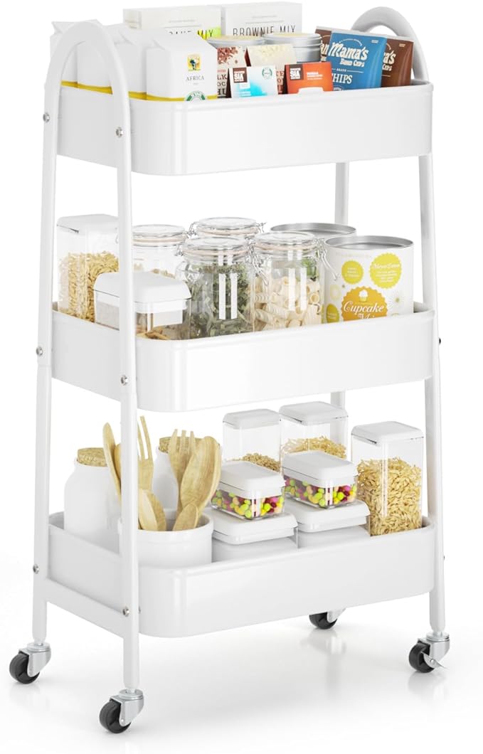 EAGMAK 3 Tier Rolling Cart Under Desk, Large Metal Storage Cart by Eagmak