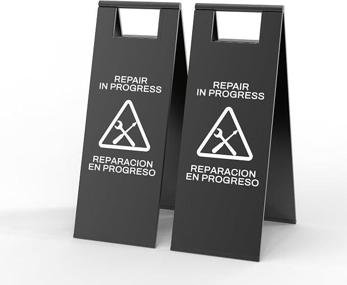 Stainless Steel Repair In Progress Sign Portable Foldable Sign 2-Pack by CrazyAnt
