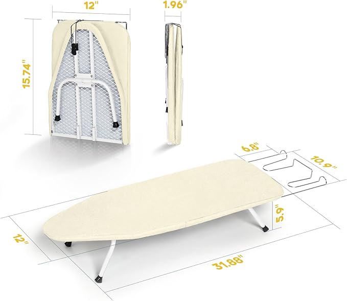 Metal Small Ironing Board Tabletop 31x12, RAINHOL Countertop Mini Iron Board - Image 6