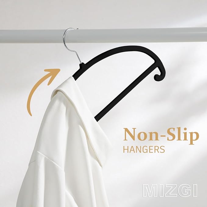 MIZGI 50 Pack Black Velvet Hangers - Image 4