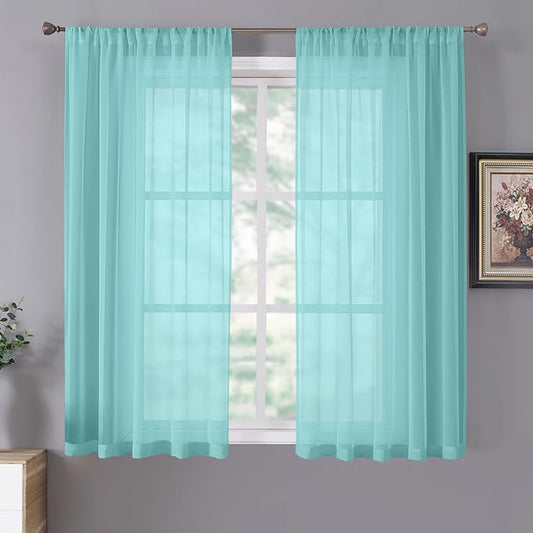 Tollpiz Sheer Curtains Linen Textured Living Room Curtain Sheers Light by Tollpiz