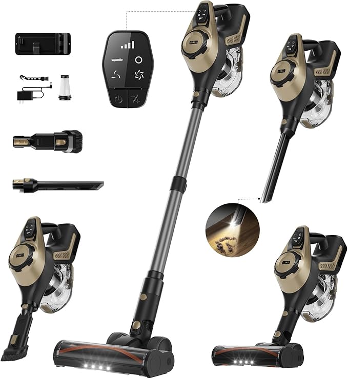 Cordless Vacuum Cleaner, 30Kpa Home Stick Vacuum, Smart Display & 1.5L Dust Cup by Curvymoontech