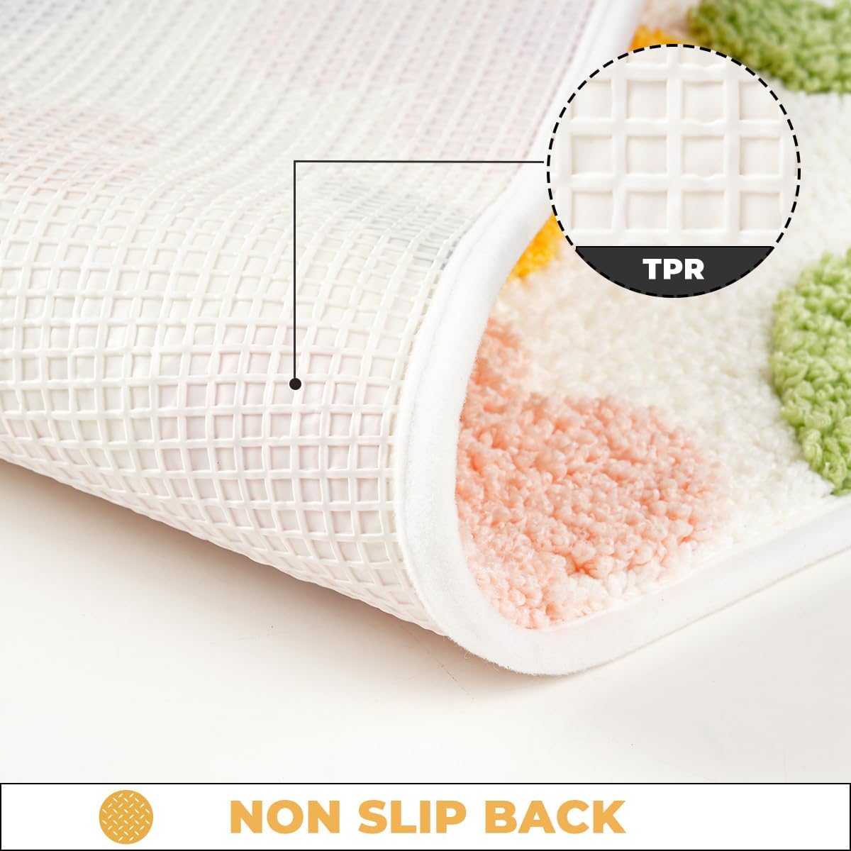 Cute Flowers Bathroom Rug Non Slip and Super Absorbent Bath Mat Machine Washable Bath Carpet Soft Microfiber Rug for Dining Room, Kitchen and Living Room (Colorful Flowers, 31"x20")