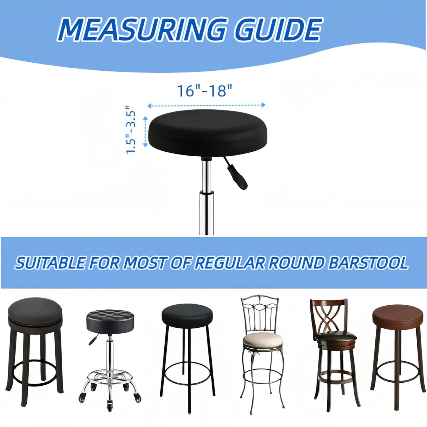 4-Pack Round Stool Covers, 16-18 Inch Bar Stool Cushion Covers, Elastic Washable Dustproof Stool Covers, Suitable for Decoration in Bars, Kitchens, Cafes and Offices, Beige