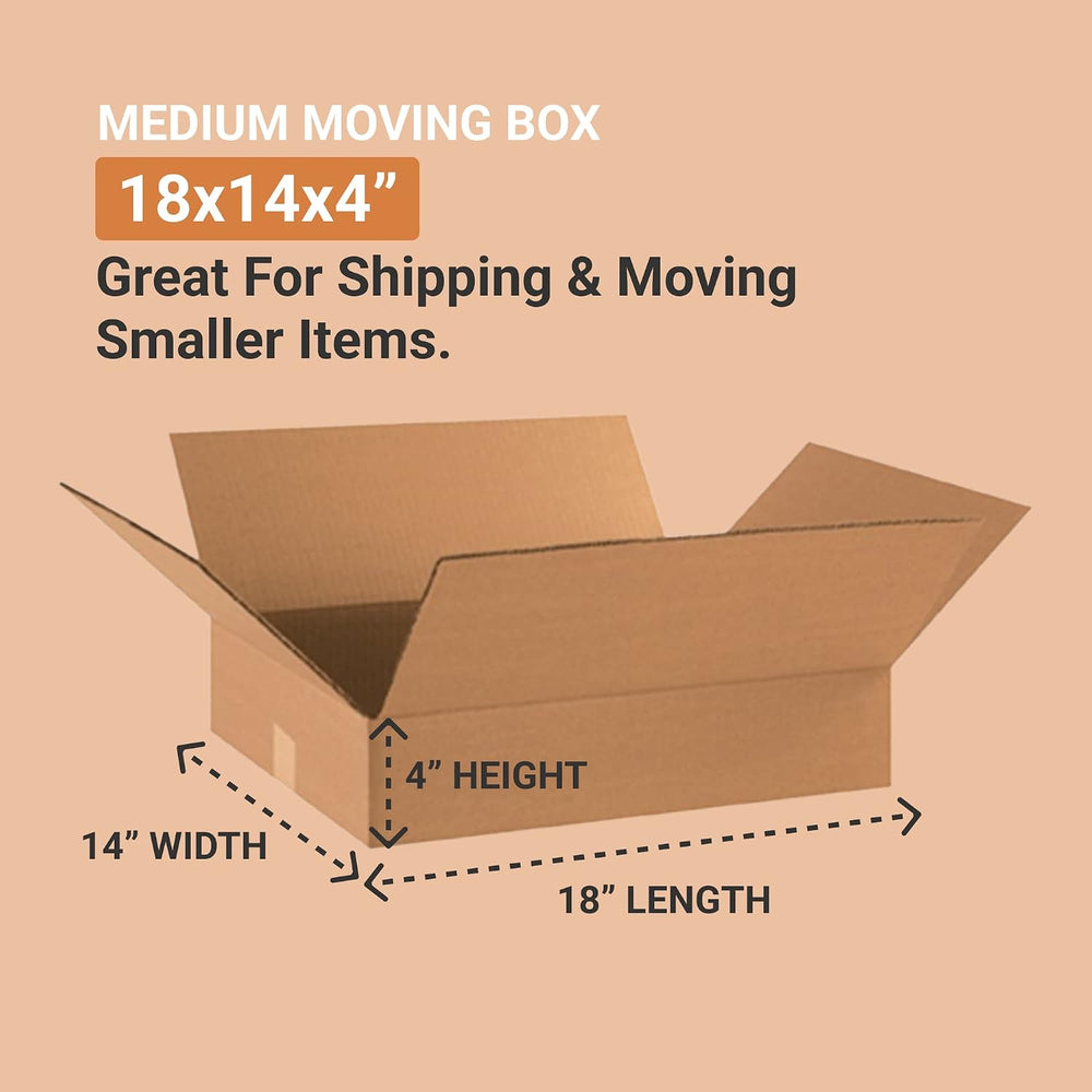 BOX USA 18144 Flat Corrugated Cardboard Box 18" L x 14" W x 4"...