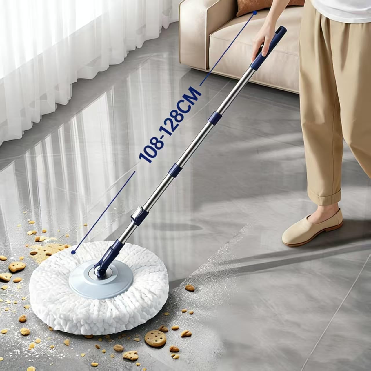 Spin Mop & Bucket System with 4 Washable Microfiber Mop Pads – Ideal Hardwood Floor Mop with Bucket for All Hard Surface Cleaning