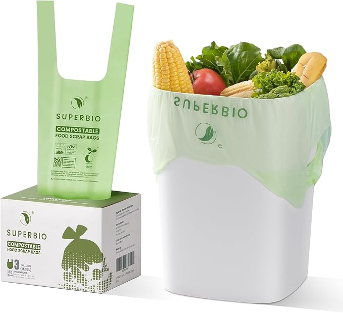 SUPERBIO 3 Gallon Compostable Food Waste Bags, Food Scrap Bags - Image 3