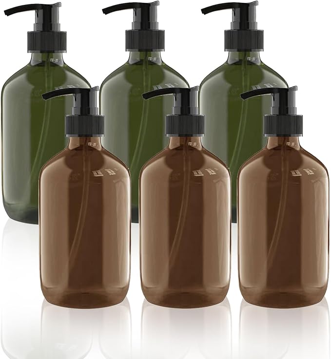 6 PCS 10 OZ Pump Bottle Plastic Pump Lotion Dispenser Empty Bottles Refillable by WANBAO