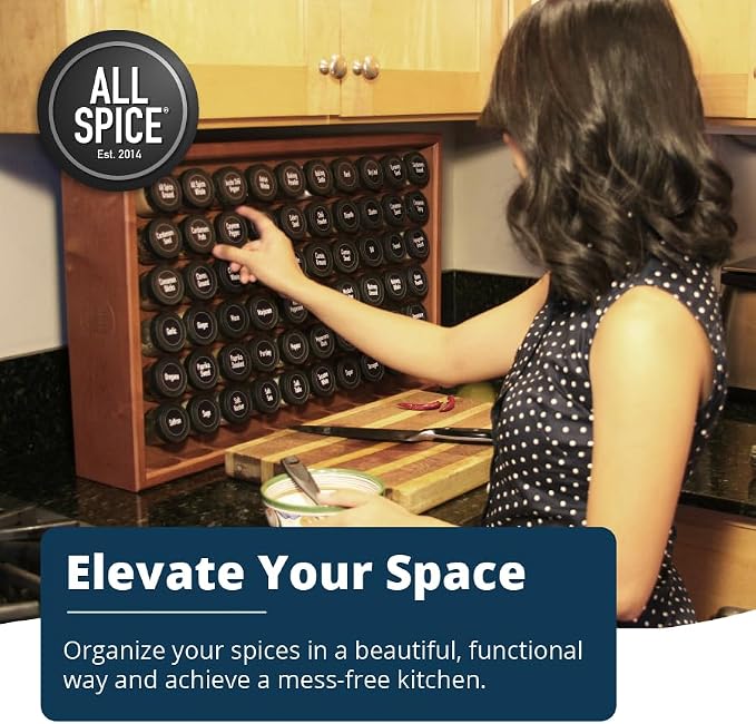 AllSpice Spice Rack Organizer, 525 Unique Labels, Countertop or Wall Mount - Image 2