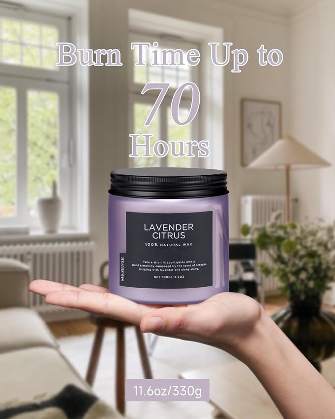 M&SENSE Soy Candles for Home Scented, 11.6oz Lavender Citrus Scent Aromatherapy - Image 4